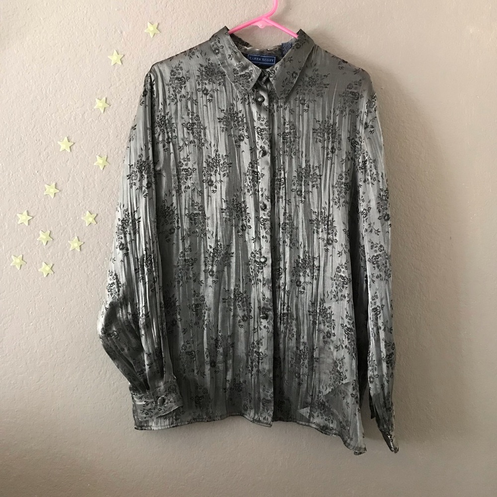 Silver Gray Button Down Blouse - image 4